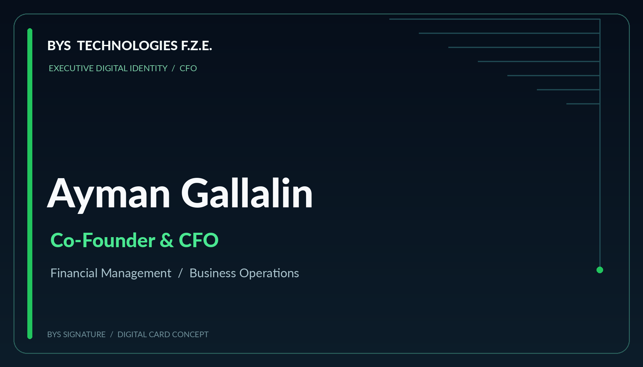 Front of BYS Technologies business card